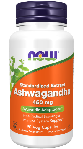 NOW Ashwagandha 450mg 90 Veg Caps What is Ashwagandha?  Ashwagandha (Withania somnifera) is an herb that is extensively used in Ayurveda, the traditional herbal system in India. Ashwagandha is used as a general tonic and "adaptogen", helping the body adapt to temporary normal stress.  In addition, preliminary data suggest that Ashwagandha supports a healthy immune system.