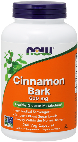 NOW Cinnamon Bark 600mg 240 Veg Caps. What is what is Cinnamon Bark?  Cinnamon bark is a culinary spice that has also been used traditionally by herbalists. Modern scientific studies indicate that cinnamon bark possesses free radical neutralizing properties and may help to support a healthy, balanced immune system response. In addition, cinnamon bark has been found to support healthy glucose metabolism and may help to maintain blood sugar levels already within the normal range.