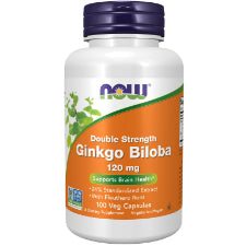 NOW Foods Ginkgo Biloba, Double Strength 120mg 100 Veg Capsules 1st Stop, Marshall's Health Shop!  What is what is Ginkgo Biloba?  NOW® Gingko Biloba Extract is standardized to min. 24% ginkgoflavonglycosides and 6% terpene lactones. The extract comes from the leaves of the famous Ginkgo tree with its dynamic history of populating the earth for millions of years. 