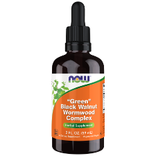 NOW® "Green" Black Walnut Wormwood Complex is an herbal formulation that combines three traditional herbal extracts in one convenient liquid supplement. This product is manufactured with extracts of unripe (green) black walnut hulls (Juglans nigra), wormwood (Artemisia absinthium) and clove buds (Syzgium aromaticum).