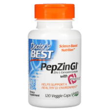 Doctor's Best PepZin GI is a complex of the mineral zinc and L-carnosine, bound together to provide unique benefits. The proprietary chelation process used to produce PepZin GI provides long lasting support for healthy gastric function. It promotes healthy mucus secretions from stomach cells and helps maintain a beneficial bacterial balance in the GI tract.