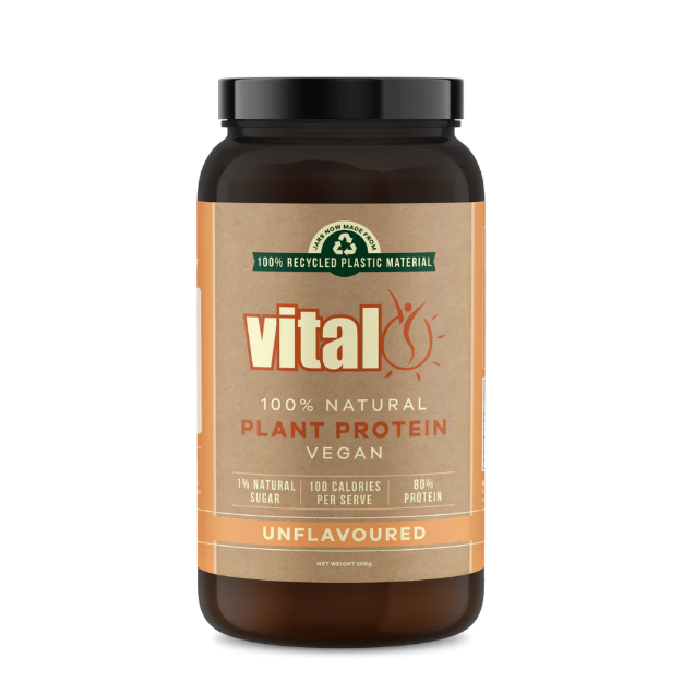 Vital Plant Protein Unflavoured 1st Stop, Marshall's Health Shop!  If you’re looking for a protein supplement to help your body function at its best, you can rely on Vital Protein Powder. It contains over 18 amino acids, matching the profile of whey proteins which is unique for a vegetable protein. The protein is extracted from the highest quality European golden peas. This complete protein digests easily without causing bloating.