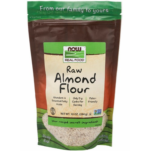 NOW Raw Almond Flour 284g. What is Almond Flour?  Almonds aren't just a healthy snack food; they're also an excellent addition to many other popular foods. Almonds can also be used to make a wholesome and delicious flour that can be substituted for white flour in almost any recipe.