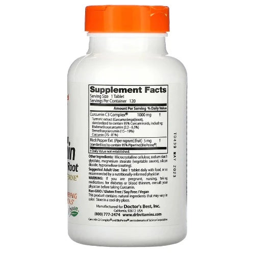 Doctor's Best Curcumin with Curcumin C3 Complex® and BioPerine® contains a potent standardized extract of Curcuma longa root, known as turmeric. Turmeric has centuries of tradition in Ayurvedic healing.