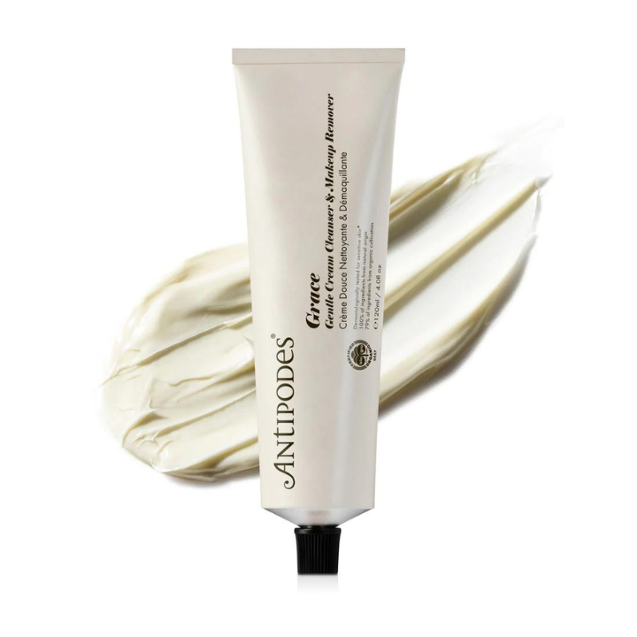 Antipodes Grace Gentle Cream Cleanser & Makeup Remover 120ml 1st Stop, Marshall's Health Shop! This blissfully creamy formulation includes super-antioxidant Vinanza® Oxifend, naturally extracted from pinot noir grapes sustainably cultivated on New Zealand vineyards, to help reduce skin redness and inflammation. Nutrient-rich avocado oil and marigold bloom gently yet effectively cleanse, freshen, and soften your skin.