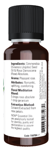 NOW Foods Essential Rose Absolute Oil 30ml 1st Stop, Marshall's Health Shop!  Rosa damascene  Aroma: Pleasant rose.  Attributes:  Romantic, uplifting, comforting.