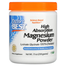 Doctor's Best High Absorption Magnesium provides a daily dose of high absorption magnesium without the gastrointestinal distress.  This superior formula with 100% chelated lysinate glycinate magnesium absorbs effectively to support muscle relaxation and optimum nerve function.
