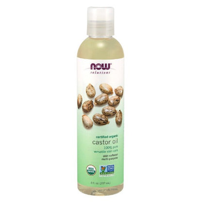 NOW Castor Oil Organic 237ml. What is Castor Oil?  100% Pure Castor Oil is expeller-pressed from the seed of Ricinus communis and is virtually odorless. While its use is applicable to many other areas of wellness, castor oil is considered by many to be one of the finest natural skin emollients available today