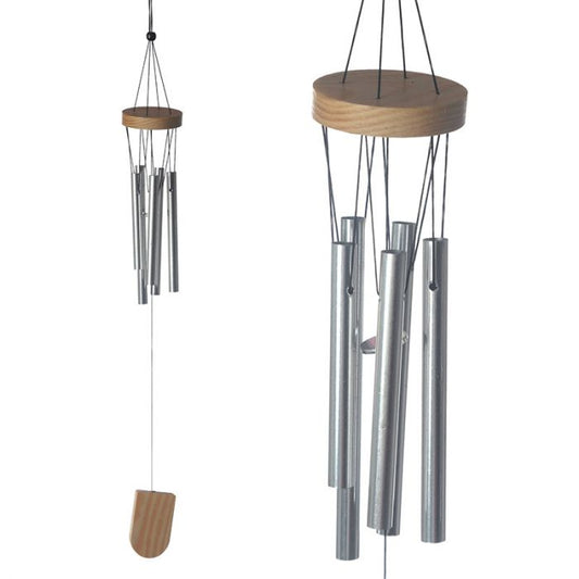 Wooden Wind Chime Metal Tubes 37cm