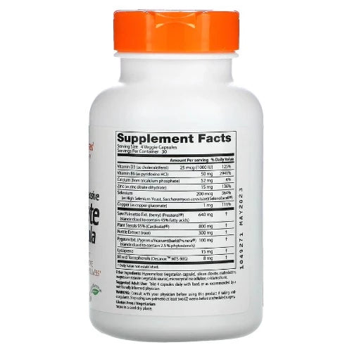 Doctor's Best Comprehensive Prostate Formula contains potent levels of synergistic herbs, nutrients and phytochemicals that have been scientifically researched to support the health and wellness of the prostate gland.