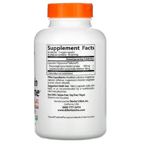 Doctor's Best Curcumin Phytosome® with Meriva® uses patented Phytosome® technology which allows for curcumin nutrients (the curcuminoids) to be more effectively absorbed. Curcumin is the yellow pigment of turmeric and has a long history in Ayurvedic and Chinese medicine.