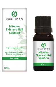KIWIHERB Manuka Skin & Nail Solution 10ml Kiwiherb Manuka Skin & Nail Solution is used for stubborn skin and nail conditions. This 100% natural lotion is a powerful blend of traditional Thyme, New Zealand native Mānuka as well as Horopito. Leaves of the Horopito tree have been traditionally used by Maori to treat various skin conditions.