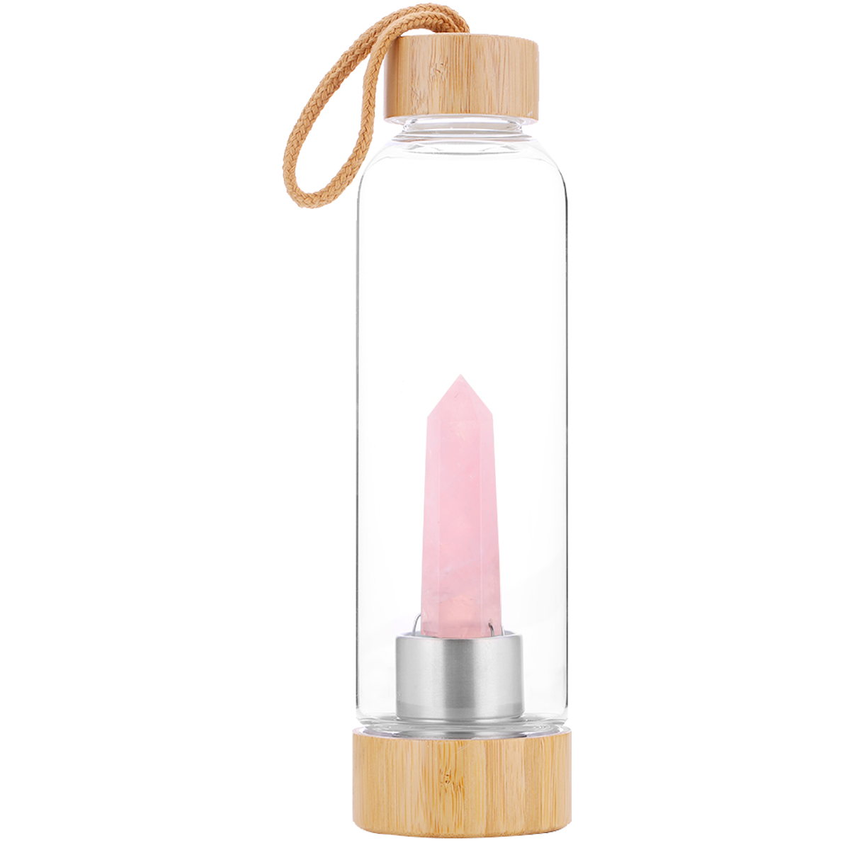 Drink Bottle with Crystal - Rose Quartz