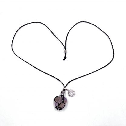 Braided Stone Necklace Amethyst Crown Chakra The Crown Chakra represents our connection to spiritually and pure bliss. It shows us our inner and outer beauty. Length 75cm approx. SKU: BPAM