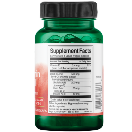 SWANSON Black Cumin Seed Oil 500mg, 60 Veg Capsules 1st Stop, Marshall's Health Shop! About Black Cumin Seed Oil? Black cumin seed oil is rapidly gaining popularity as a daily supplement for total-body wellness support. Although relatively new in supplement form, black cumin itself has been used for centuries as a health aid.