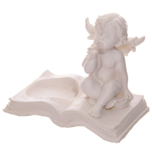 Cherubs On Book T/Light Candle Holder