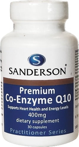 SANDERSON Premium Co-Enzyme Q10 400mg 30 Softgels Co-Enzyme Q10 (CoQ10) is a substance that is found in all cells and muscles of the body, especially the heart. CoQ10 improves energy production by supporting the synthesis of ATP, the body's main energy molecule. It is also a powerful antioxidant and helps protect the body from free radical damage.