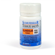 Dr Schuessler Tissue Salts Kali Mur 6X 125 Tablets Potassium Chloride: GLANDULAR TONIC Every body tissue except bone. Kali Mur is the remedy for sluggish conditions and regulates the balance of fluids in the body and sees the proper functioning of nerves and muscles. 125 Tablets | Spray
