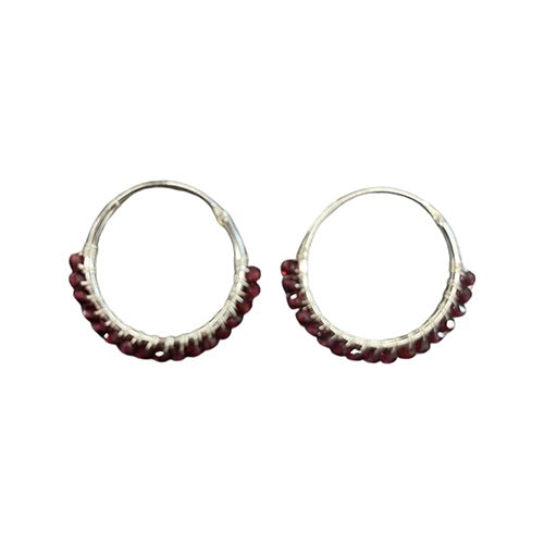 Coro Jewellery Earring Garnet Bead Sterling Silver SKU: EG20