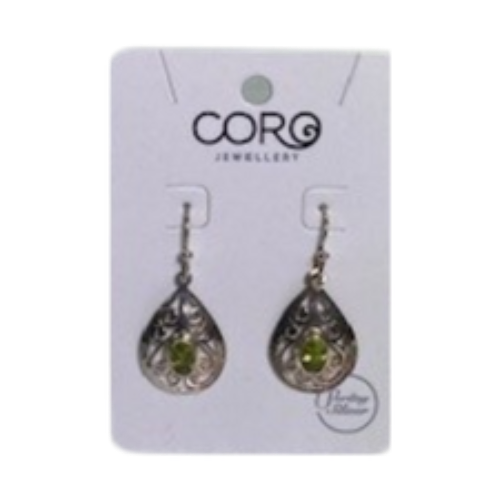 Coro Jewellery Peridot Earring Teardrop Sterling Silver SKU: EPE505