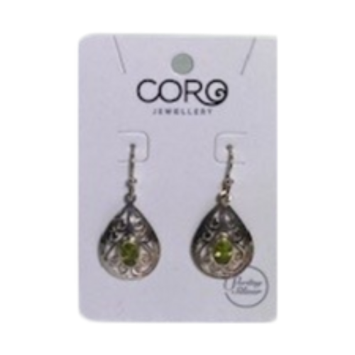 Coro Jewellery Peridot Earring Teardrop Sterling Silver  SKU: EPE505