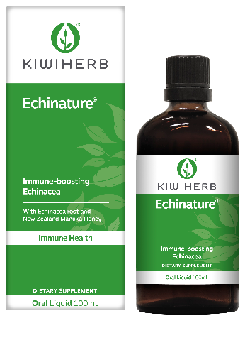 KIWIHERB Echinature®50ml  Kiwiherb Echinature® is premium New Zealand grown Echinacea Root with Manuka Honey providing an immune formula for year-round use. This guaranteed high potency formulation is standardised for Alkylamides, the main active constituent in Echinacea.
