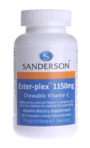 SANDERSON™ Ester-Plex® high strength chewable vitamin C contains natural metabolites to ensure optimum bio-availability to the body, so that the vitamin C is absorbed better than ordinary vitamin C. The vitamin C in Ester-Plex® is also buffered to reduce the chance of gastric upset.