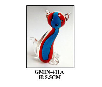 Kaku Cat Glass Red & Blue (H) 55mm SKU:GMIN-411A