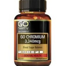 GO CHROMIUM 3,340mcg supports balanced blood sugar levels. When blood sugar levels are out of balance a person will crave sugar. Chromium is an essential trace element which is required for normal insulin function.