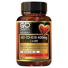 GO CO-Q10 400mg supports heart health and promotes energy, in a maximum strength, easy to swallow 1-A-Day SoftGel Capsule. Co-Q10 delivers superior antioxidant protection, and is considered an essential nutrient for those taking cholesterol lowering (statin) medication. New Zealand organic Flaxseed Oil further enhances the absorption of Co-Q10, while supplying the additional health benefits of essential fatty acids.