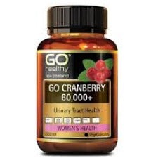 GO CRANBERRY 60,000+ is a triple strength formula that soothes and supports the urinary tract and bladder. Cranberry can be taken on going as a maintenance dose to support health of the urinary tract.