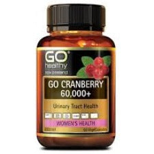 GO CRANBERRY 60,000+ is a triple strength formula that soothes and supports the urinary tract and bladder. Cranberry can be taken on going as a maintenance dose to support health of the urinary tract.