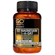 GO MAGNESIUM 1-A-DAY is a high strength, 1-A-Day formula which contains 500mg of elemental Magnesium per capsule.   Sourced from seawater, this natural marine Magnesium contains no Magnesium oxide, giving it superior absorption as well as being gentle on the digestive tract. Magnesium is effective in supporting relaxation, soothing muscle tension and muscle tightness as well as for supporting a good night’s sleep.