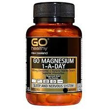 GO MAGNESIUM 1-A-DAY is a high strength, 1-A-Day formula which contains 500mg of elemental Magnesium per capsule.   Sourced from seawater, this natural marine Magnesium contains no Magnesium oxide, giving it superior absorption as well as being gentle on the digestive tract. Magnesium is effective in supporting relaxation, soothing muscle tension and muscle tightness as well as for supporting a good night’s sleep.