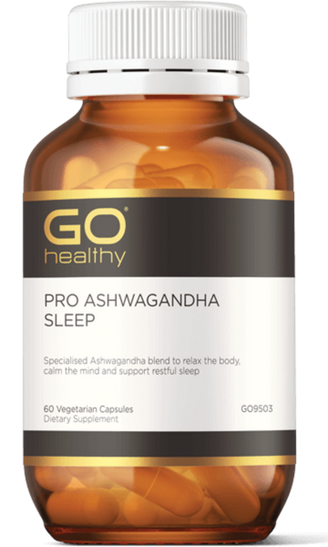 GO PRO Ashwagandha Sleep 60 VegeCaps PRO ASHWAGANDHA SLEEP Specialised Ashwagandha blend to relax the body, calm the mind and support restful sleep. HEALTH BENEFITS: Specially formulated with a combination of Ashwagandha, Valerian, Passionflower and Lavender Oil A specialised blend to relax the body, calm the mind and support restful sleep Contains Ashwagandha in the specialised form of KSM-66 to provide support during times of stress