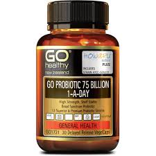 GO PROBIOTIC 75 BILLION offers a high strength, multi strained probiotic blend totalling 75 Billion live organisms, supplied in a convenient 1-A-Day dose. Each capsule provides a total of 12 superior and premium probiotic strains, including the scientifically researched HOWARU restore® probiotic blend. Supplied in a VegeCapsule using Delayed Release technology to ensure the probiotics survive the acidic stomach environment. 