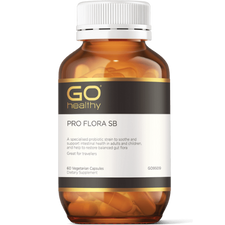 GO PRO Flora SB 60 VegeCaps PRO FLORA SB A specialised probiotic strain to soothe and support intestinal health in adults and children and help to restore a balanced gut flora. Great for travellers.  HEALTH BENEFITS:  Contains specialised probiotic strain Saccharomyces cerevisiae (Bouldarii), providing 10 billion CFU per capsule Helps to restore and balance friendly gut flora Supports intestinal health and healthy mucous lining of the digestive system