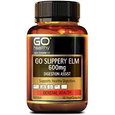 GO SLIPPERY ELM 600mg is ideal for soothing the digestive tract in times of stress and discomfort. The inner bark of the Slippery Elm tree contains mucilage or polysaccharides, a form of long chain sugar. When combined with water these polysaccharides create a slippery, nutrient rich substance which is easy to digest and coats the whole digestive tract soothing the intestines, colon and urinary tract. 