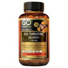 GO TURMERIC 30,000+ 1-A-DAY provides a supreme strength of Turmeric extract with addition of BioPerine® (Black Pepper) for increased absorption. Turmeric has been traditionally used in herbal medicine for general health, wellbeing, and superior antioxidant protection. Providing support for joint health, cardiovascular function and digestive system. GO Turmeric 30,000+ 1-A-Day offers all round support, supplied in an easy to take 1-A-Day dose.