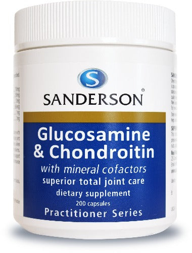 The SANDERSON™ advanced combination of Glucosamine Sulphate with Chondroitin Sulphate plus key nutritional co-factors helps support joint comfort and mobility, especially during the ageing process when levels of these important nutrients may decline. The nutrient combination may also provide beneficial support after joint trauma, such as sports injuries.