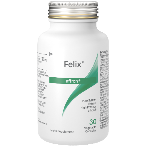 1st Stop, Marshall's Health Shop! Felix – 100% Pure Saffron Extract 30 Veg Caps. What is Felix – Pure Saffron Extract? FELIX® is a feel-good supplement with a highly specialised saffron extract made from the saffron crocus. Saffron is well known for its culinary gift as a potent and highly prized spice imparting a rich flavor to many dishes. This potent flavour comes from the stamins of the saffron flower, a type of crocus that grows in the middle-East.
