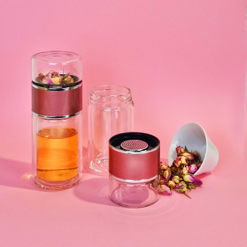 MagicT - Infuser Flask - Silver Rose 250ml 1st Stop, Marshall's Health Shop!  Magic T Infuser flask is the perfect tea vessel for busy days, office, camping or even a cup of tea in bed. This means anytime-anywhere.  The Silver-Rose Magic Flask comes with a handy polyester sleeve cover.  When you felt the tea is ready just turn it again and drink from the big bottle.