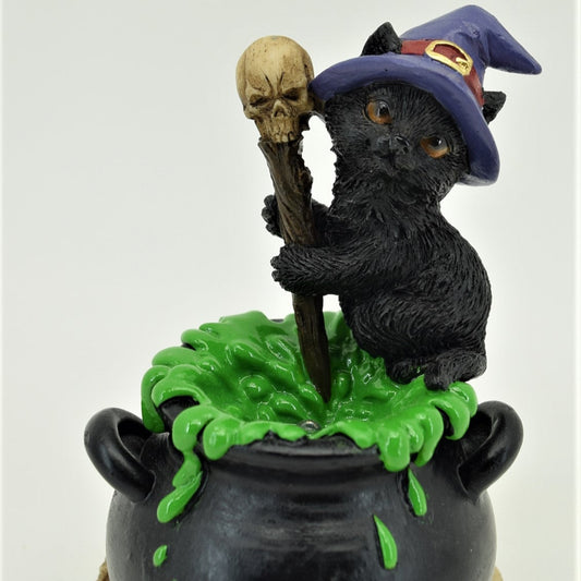 Black Cat Cauldron with LED