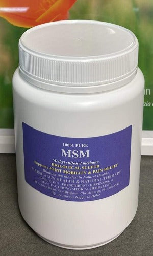 Marshall’s 100% Pure MSM - Biological Sulfur 1kg MSM is a natural sulfur compound that helps support the formation of healthy connective tissues. It also helps support overall joint health, mobility, and a normal range of motion. It also may help reduce oxidative damage to support a healthy immune system.