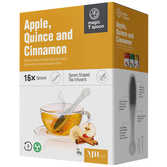 MagicT - Magic Spoon – Apple Quince Cinnamon 16 spoons 1st Stop, Marshall's Health Shop!  Spoon Shaped Tea Infusers  Magic T Spoon is new generation of tea serving designs.  Made out of corn starch, Magic T Spoon is combination of premium tea and bio-degradable, easy-to-use spoon-shaped infusers to fit perfectly with needs of modern life style.