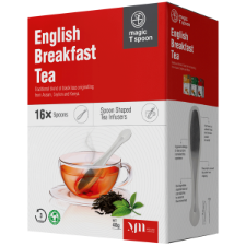 MagicT - Magic Spoon - English Breakfast 16 Spoons 16×Spoon Shaped Tea Infusers Magic T Spoon is new generation of tea serving designs. We understand the needs of modern lifestyle and designed the best way to have cleaner fantasizer and more convenient way of drinking tea. Made out of corn starch, Magic T Spoon is combination of premium tea and bio-degradable, easy-to-use spoon-shaped infusers to fit perfectly with needs of modern life style.