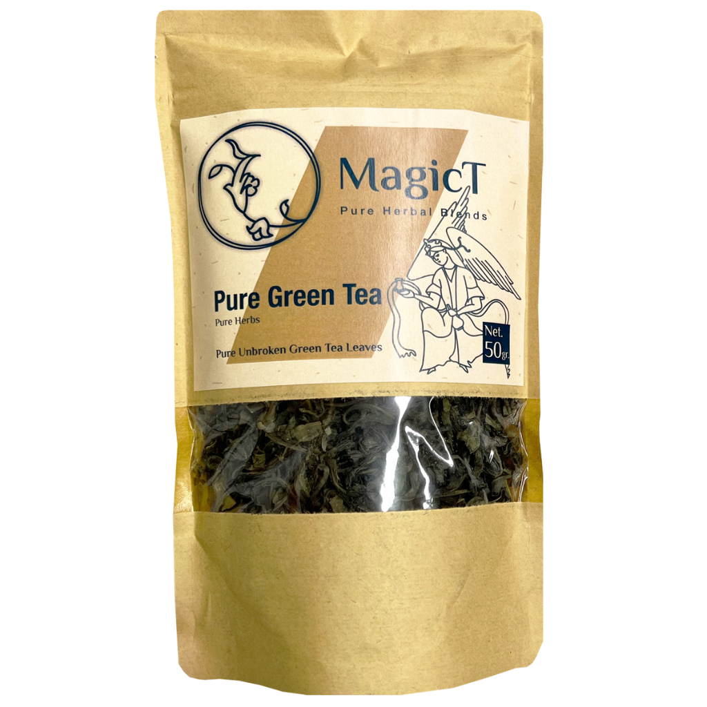 MagicT - Pure Herbs - Pure Green Tea 50g 1st Stop, Marshall's Health Shop! Whole leaf, unbroken Green Tea Lahijan Green Tea, is handful of buds and upper leaves of the tea plant, picked in spring. This green tea is less-fermented and stays whole until you brew it.