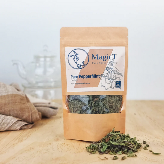 MagicT - Pure Herbs - Pure Peppermint 20g Pouch 1st Stop, Marshall's Health Shop!  Pure Peppermint Leaves  Finest cuts of pure peppermint from central Iran’s gardens.  Fresh and fantastic minty flavour with natural digestive benefits.