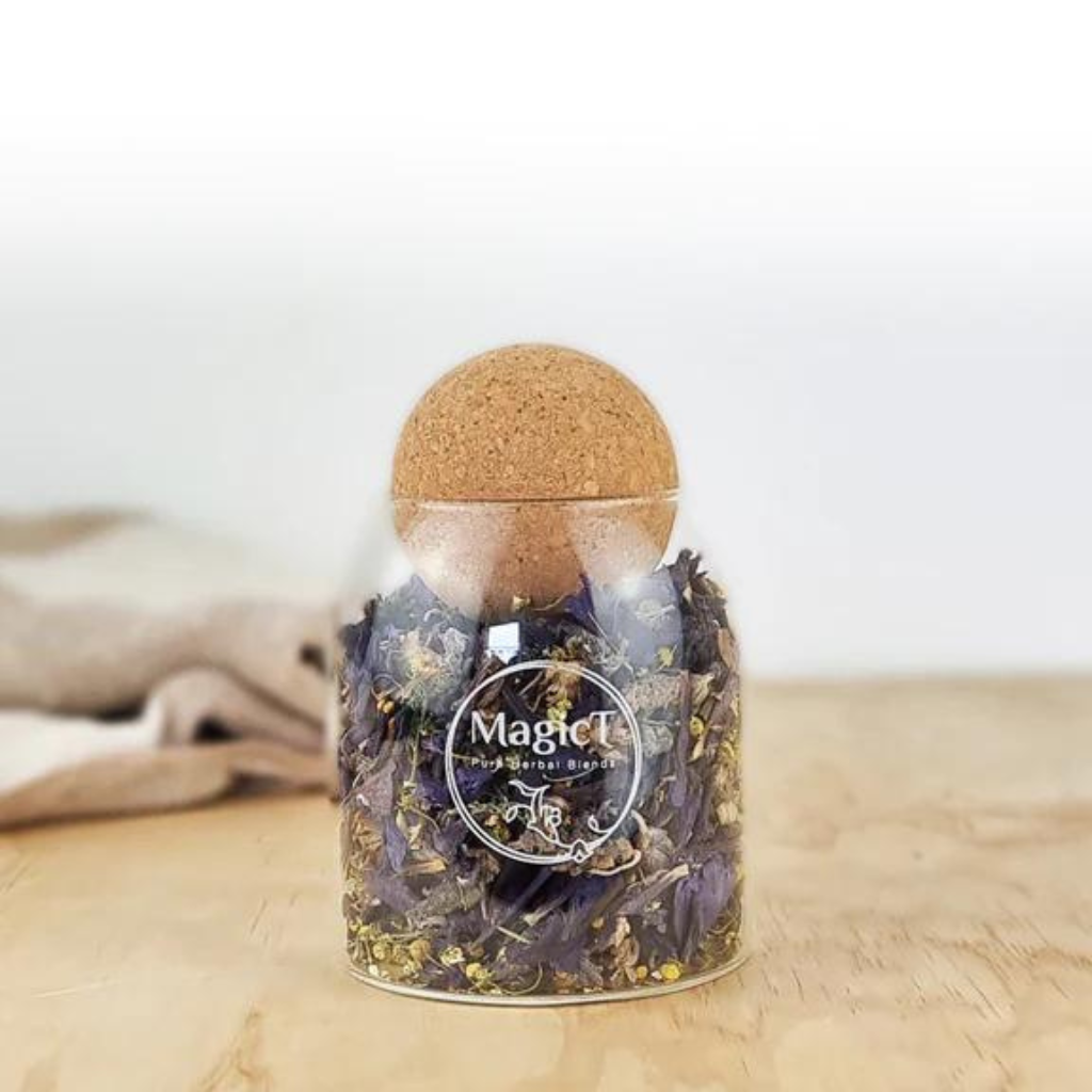 MagicT - Relax - Deep Sleep 30g Glass Jar The Winner of the NZ Artisan Awards Bronze Medal. A cup of a natural and mellow-sweet blend of tranquil and comforting herbs that makes you ready to fall asleep when bedtime rolls around. Persian Echium, a herb handed down from generations to us, was known as a cure for many pains in ancient Persia. Lavender in this blend comes from one of the best traditional Lavender farms in the southwestern part of Turkey