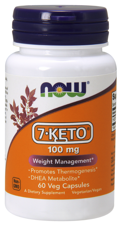 NOW 7 Keto® 100mg 60 Veg Caps What is 7 Keto?  7-Keto-DHEA is a naturally occurring metabolite of Dehydroepiandrosterone (DHEA).  7-Keto-DHEA is involved in many biological functions including cellular production of heat (thermogenesis). 